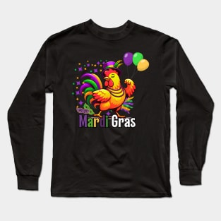 Mardi Gras Chicken Funny Farming Men Women Long Sleeve T-Shirt